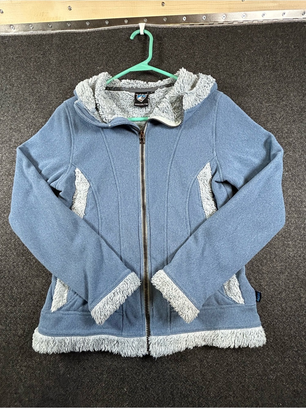 Kuhl Loom Fleece Jacket Womens Small Blue Sherpa Lined Full Zip Hooded
